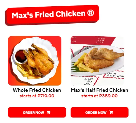 MAX’S RESTAURANT FRIED CHICKEN® MENU PRICES