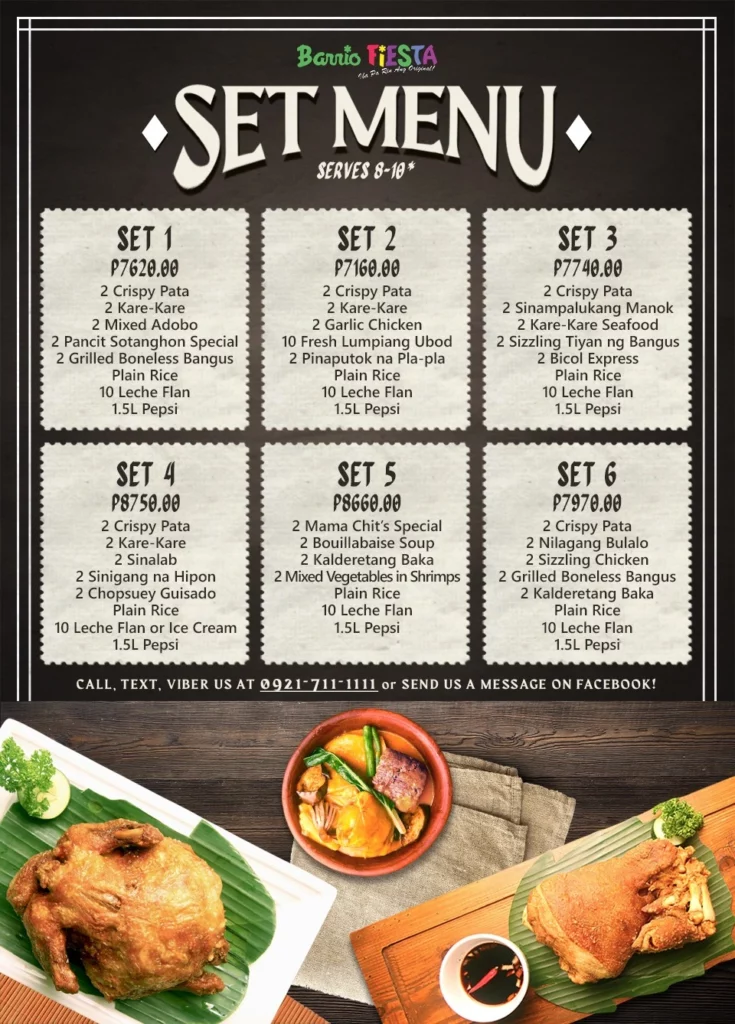 BARRIO FIESTA SET MENU WITH PRICES