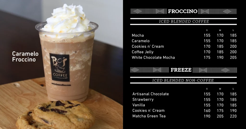 BO’S COFFEE FROCCINO MENU PRICES