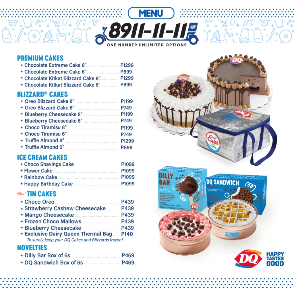 DAIRY QUEEN ICE CREAM CAKES MENU PRICES