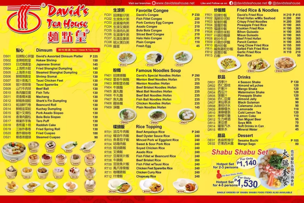 DAVID’S TEA HOUSE NOODLES MENU PRICES