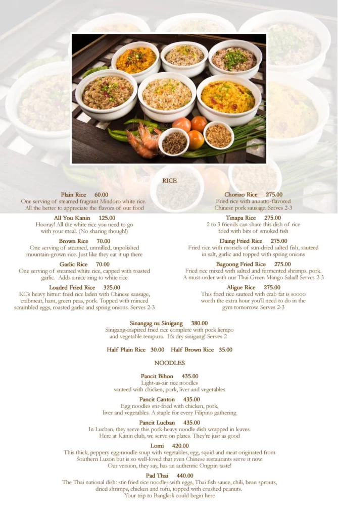 KANIN CLUB SEAFOOD PRICES