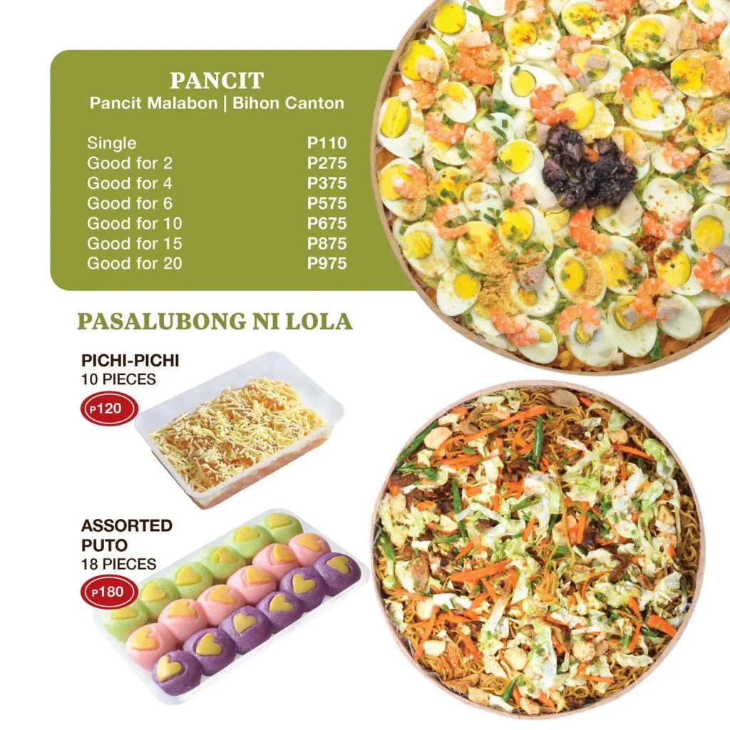 LOLA IDANG’S PANCIT SHORT ORDERS MENU PRICES