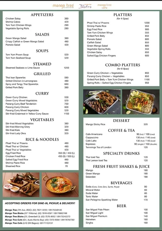 MANGO TREE APPETIZER MENU WITH PRICES