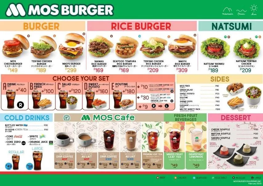 MOS BURGER MENU WITH PRICES