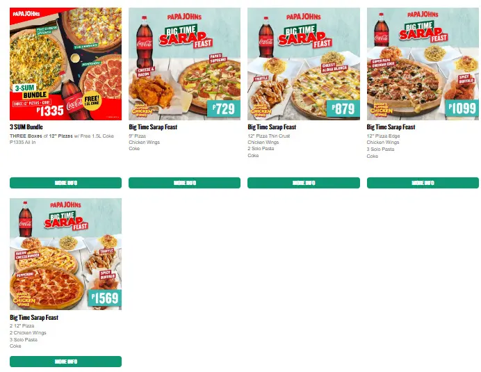 PAPA JOHNS PROMOS PRICES