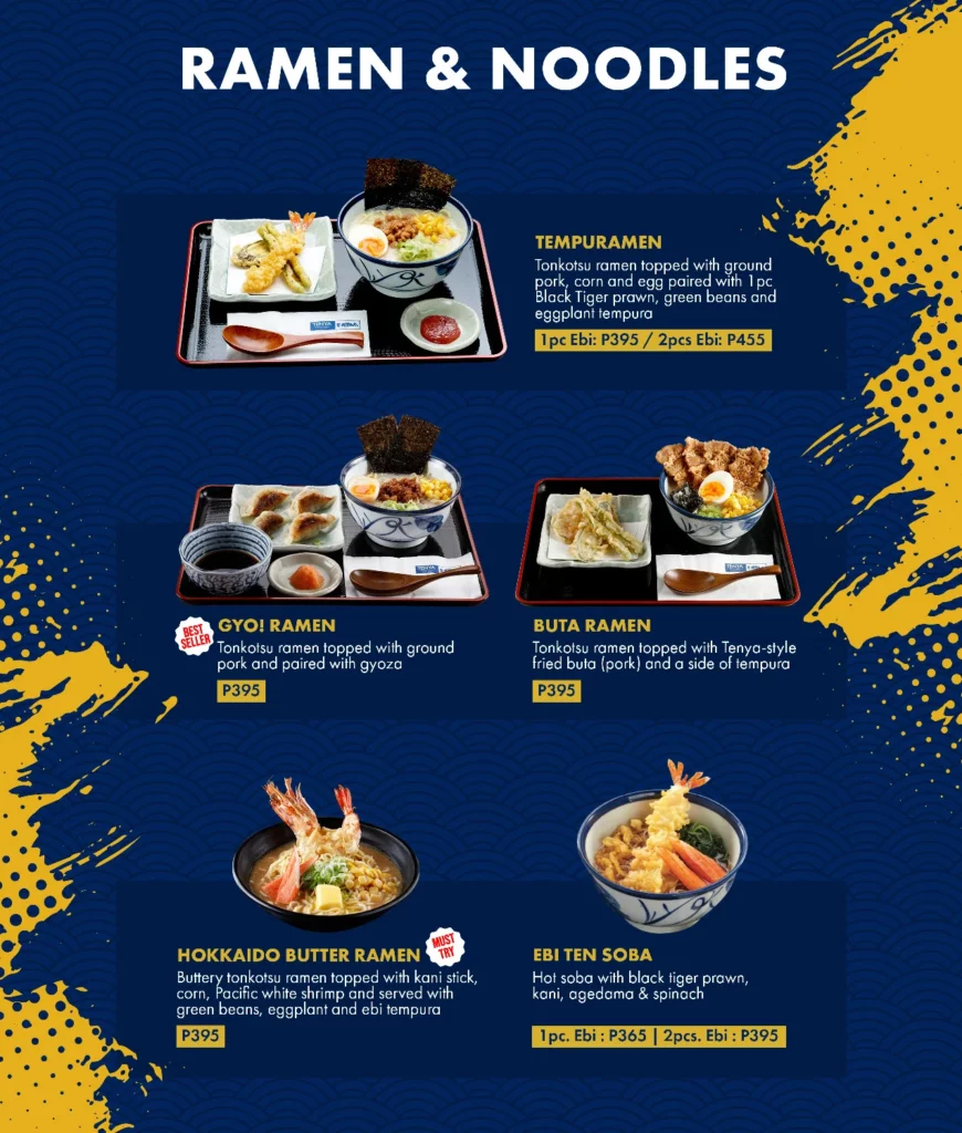 TENYA RAMEN & NOODLES MENU PRICES