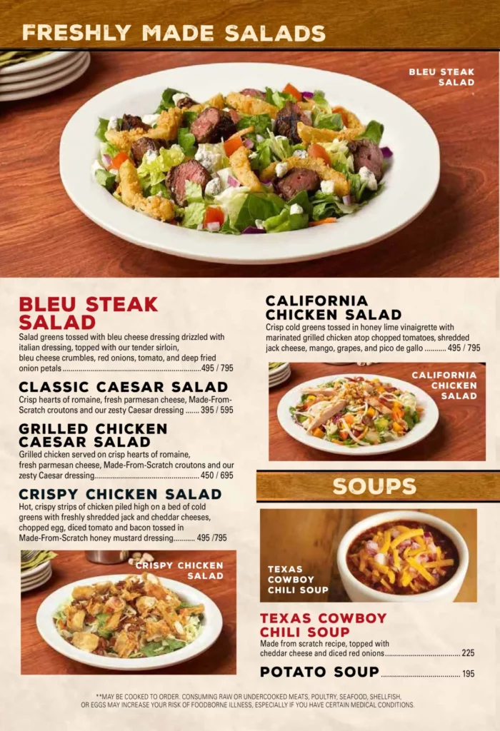 TEXAS ROADHOUSE FRESHLY MADE SALAD MENU PRICES