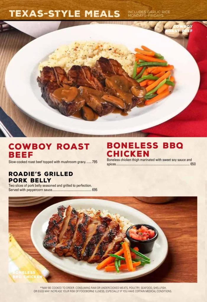 TEXAS ROADHOUSE TEXAS-STYLE MEALS PRICES