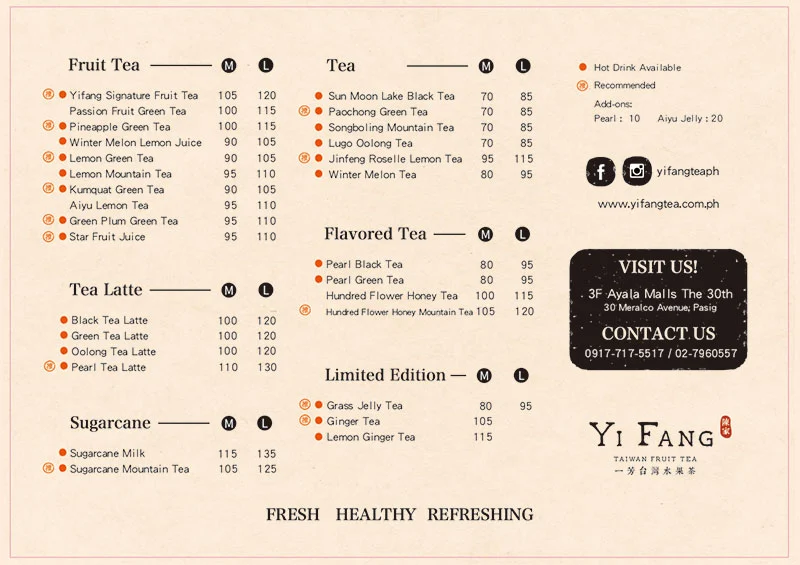 YI FUNG MENU PHILIPPINES PRICES & UPDATED PRICES 2024