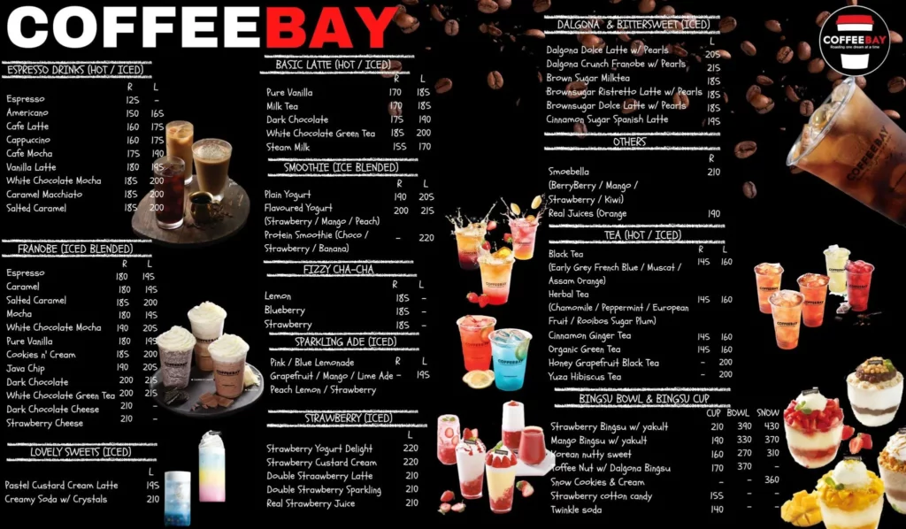 COFFEE BAY MENU SPARKLING ADE PRICES