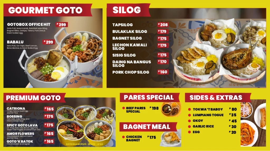 GOTOBOX GOTO MENU WITH PRICES