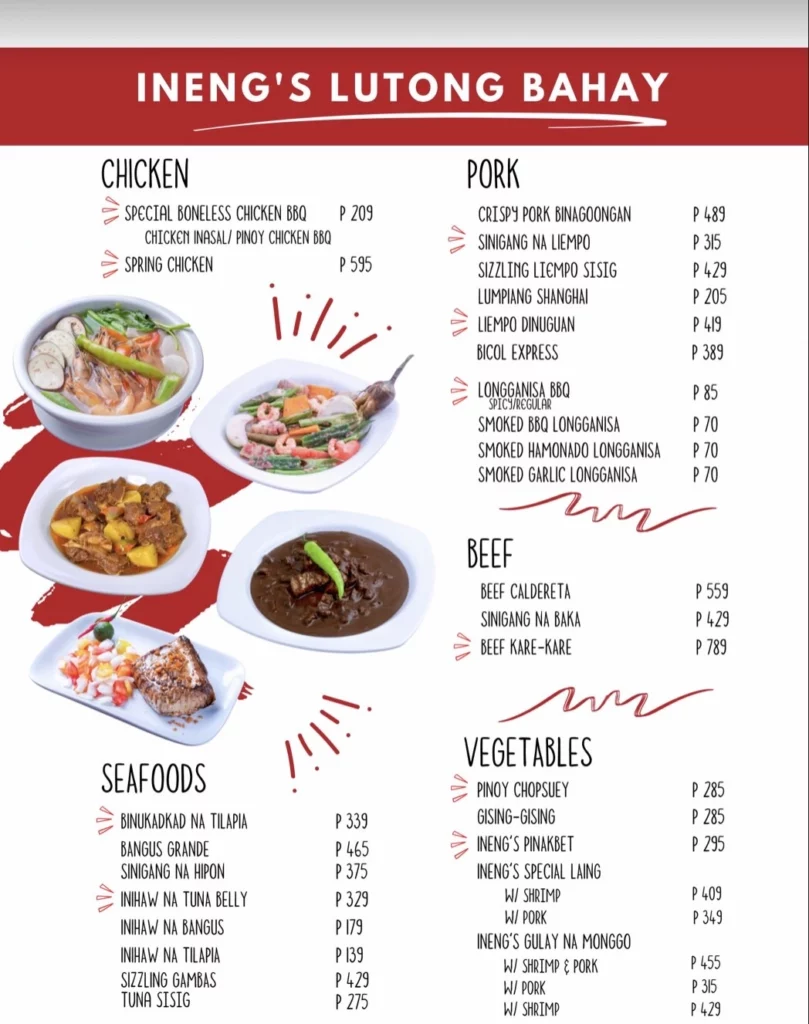 INENG’S CHICKEN & SEAFOOD MENU PRICES