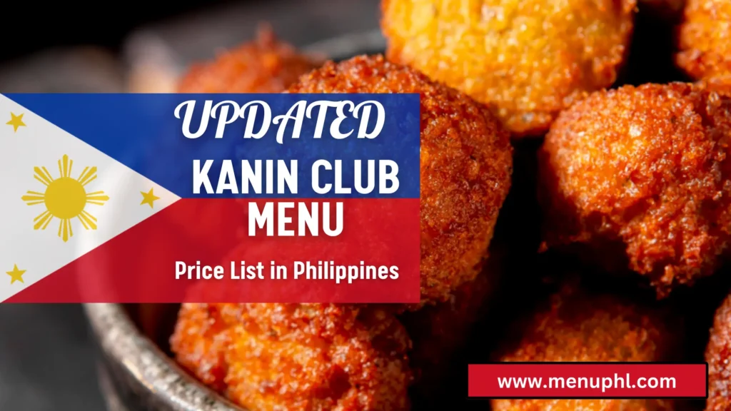 KANIN CLUB MENU PHILIPPINES