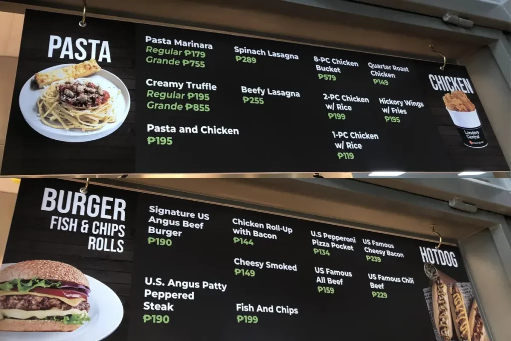 LANDERS CENTRAL MENU BURGERS & SANDWICHES PRICES