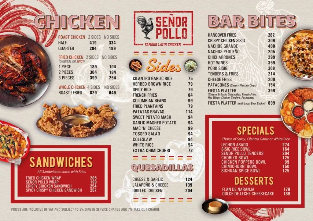 SENOR POLLO SIDES MENU PRICES