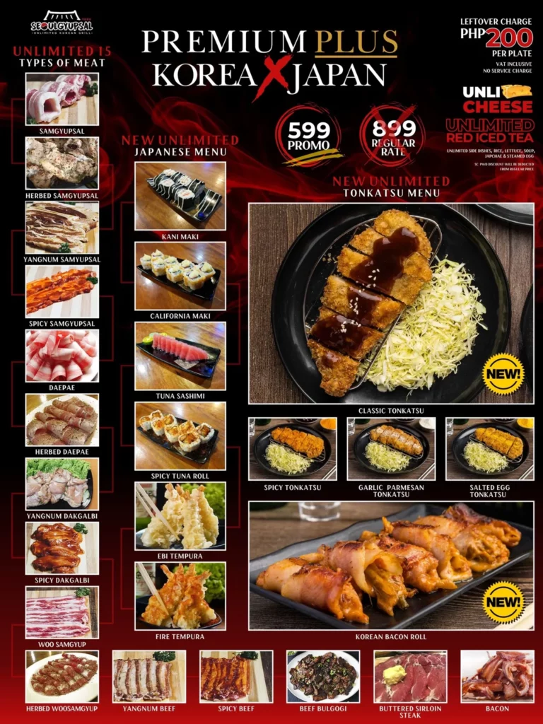 SEOULGYUPSAL SAMGYUPSAL & CHICKEN MENU WITH PRICES