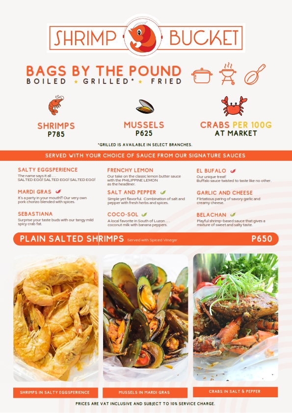 SHRIMP BUCKET GO CLASSIC MENU WITH PRICES