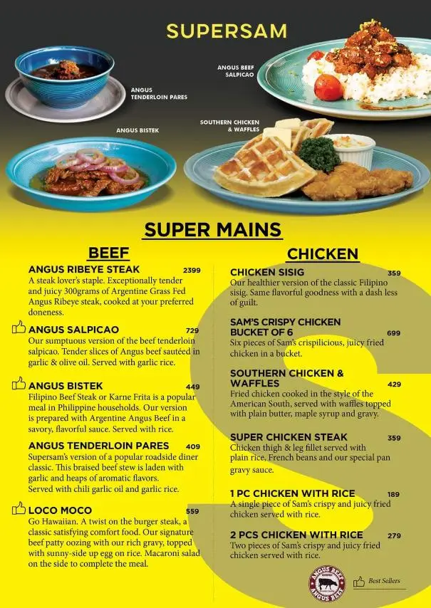 SUPERSAM SUPER MAINS BEEF MENU PRICES