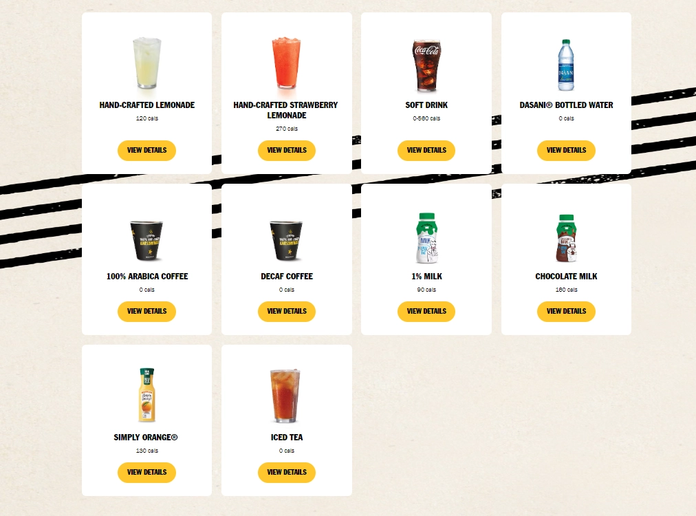 Carls Jr Beverages Menu