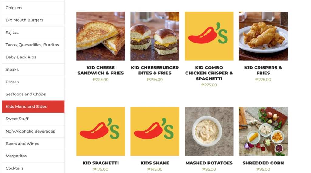 Chili's Kid's Menu