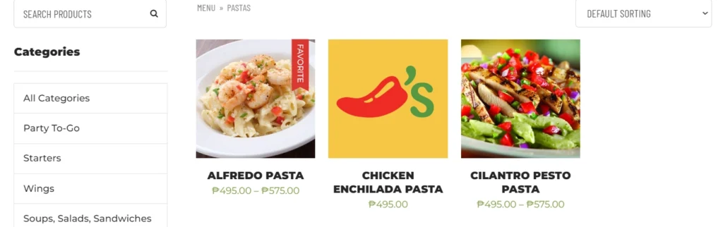 Chili's Pastas Menu