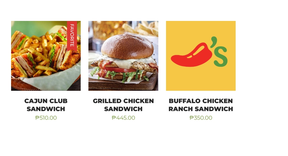 Chili's Sandwiches Menu