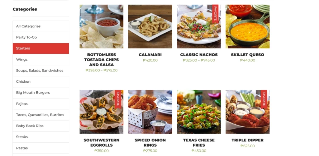 Chili's Starters Menu