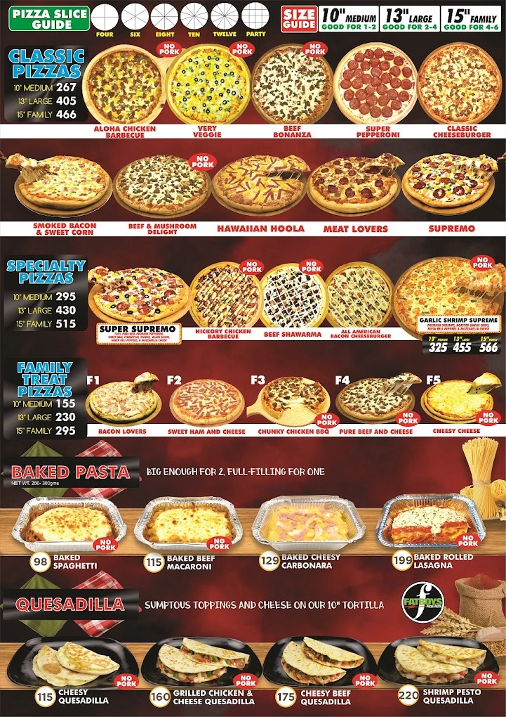 Fatboys Menu Philippines