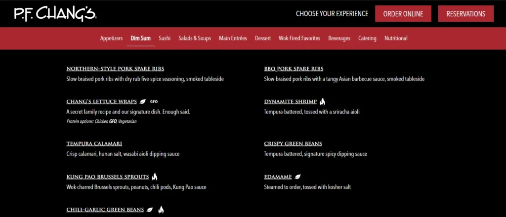 P.F CHANG’S MENU PRICES