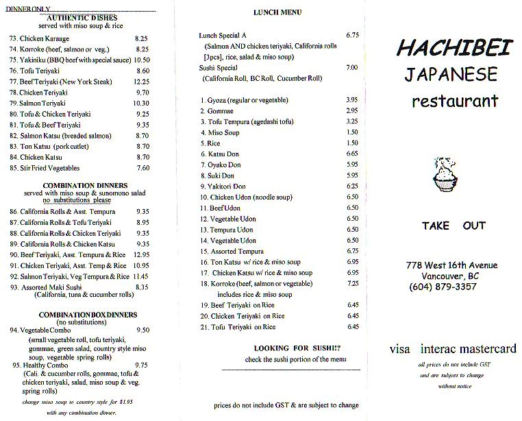 HACHIBEI MENU PRICES PHILIPPINES