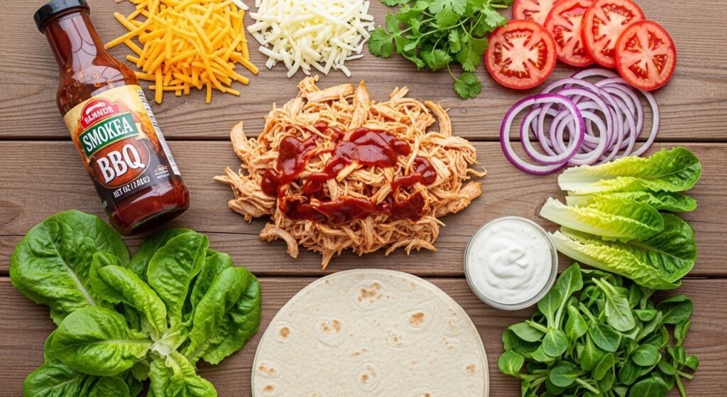 Ingredients for BBQ Chicken Wraps