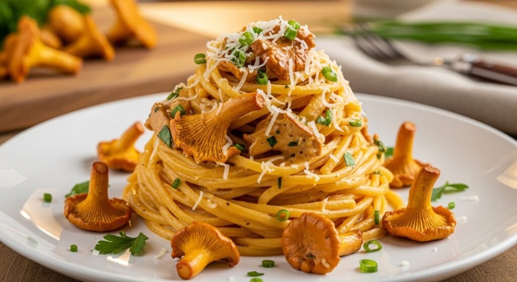 Chanterelle Mushrooms in Cream Sauce / Pasta