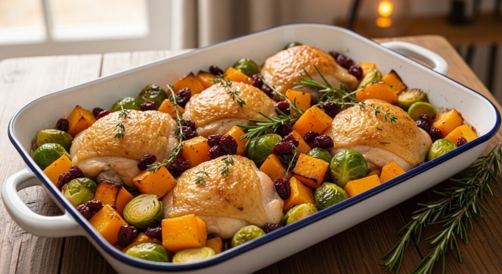 Chicken and Butternut Squash Bake | Easy One Pan Dinner

One Pan Chicken and Squash Dinner (A Cozy One-Dish Bake)