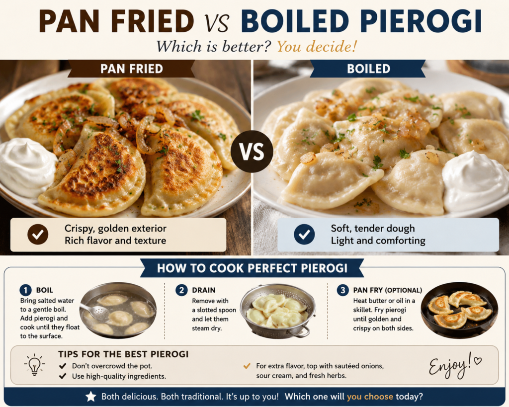 Pan fried vs boiled pierogi, which is better? Learn how to cook perfect pierogi with our recipe and tips.